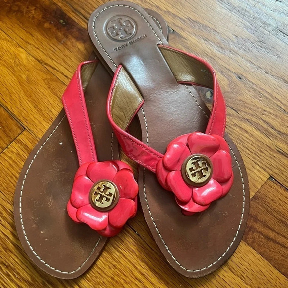 Tory Burch Shoes - Tory Burch red flower sandals size 8